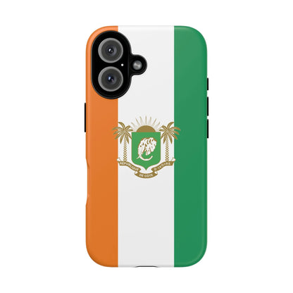 Ivory Coast Flag Tough Phone Case — Orange White Green Shield Crest - DiwaKi