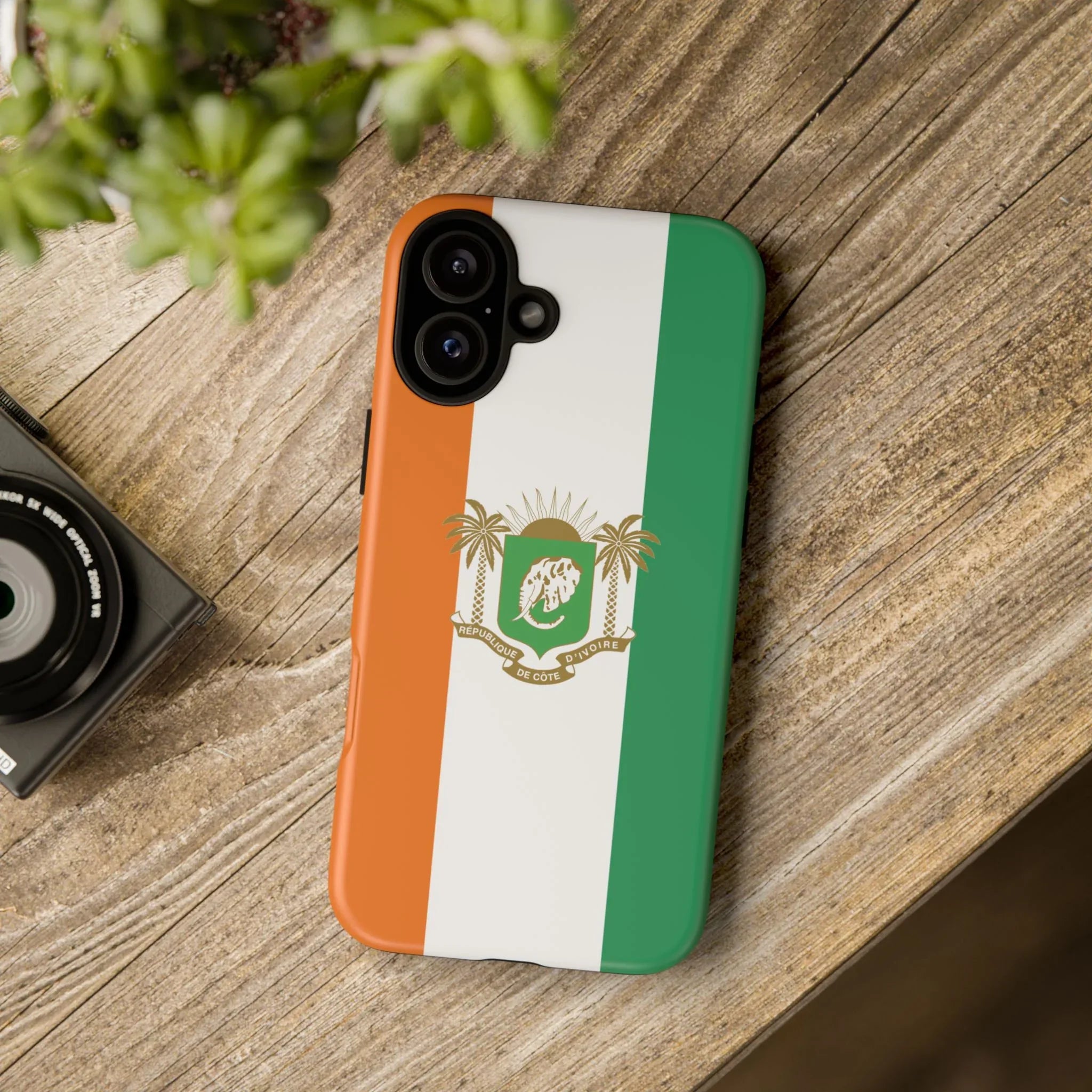 Ivory Coast Flag Tough Phone Case — Orange White Green Shield Crest - DiwaKi