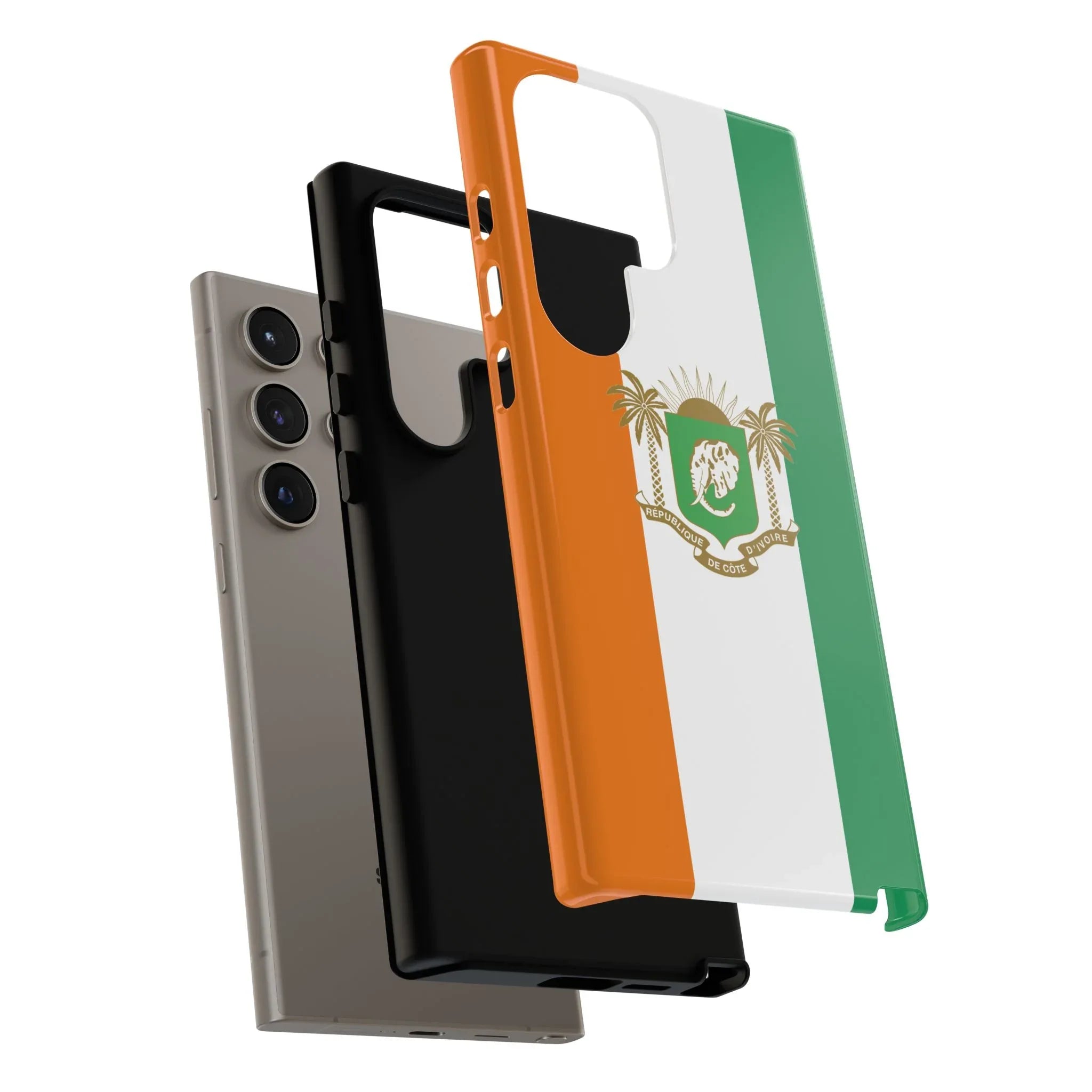 Ivory Coast Flag Tough Phone Case — Orange White Green Shield Crest - DiwaKi
