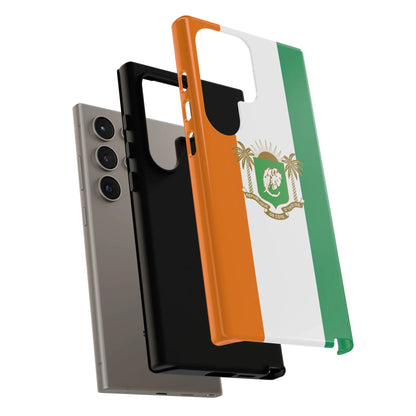 Ivory Coast Flag Tough Phone Case — Orange White Green Shield Crest - DiwaKi