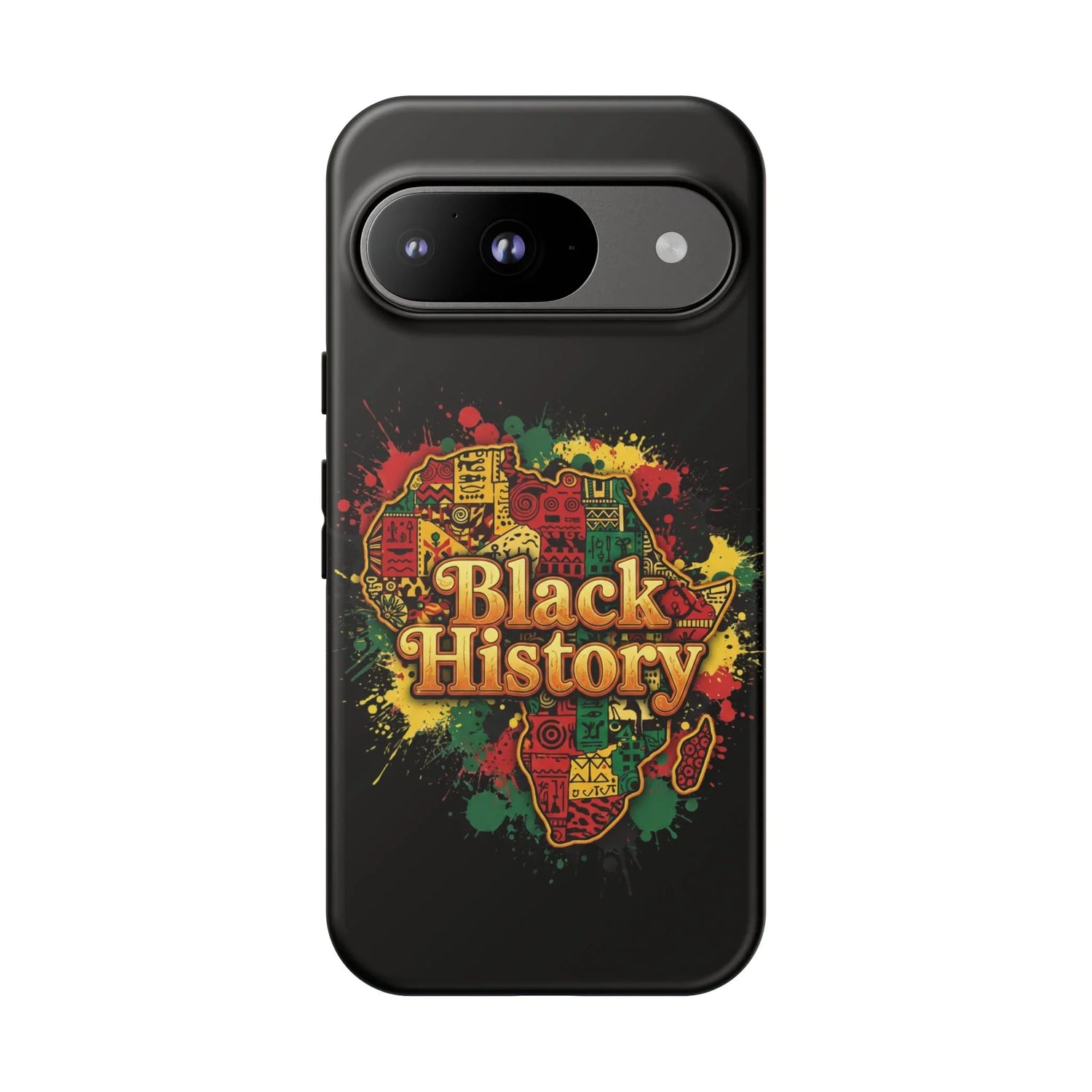 Black History Phone Case — Afrocentric Map Design, Bold Red‑Green‑Gold Splash - DiwaKi
