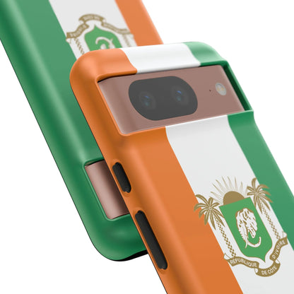 Ivory Coast Flag Tough Phone Case — Orange White Green Shield Crest - DiwaKi
