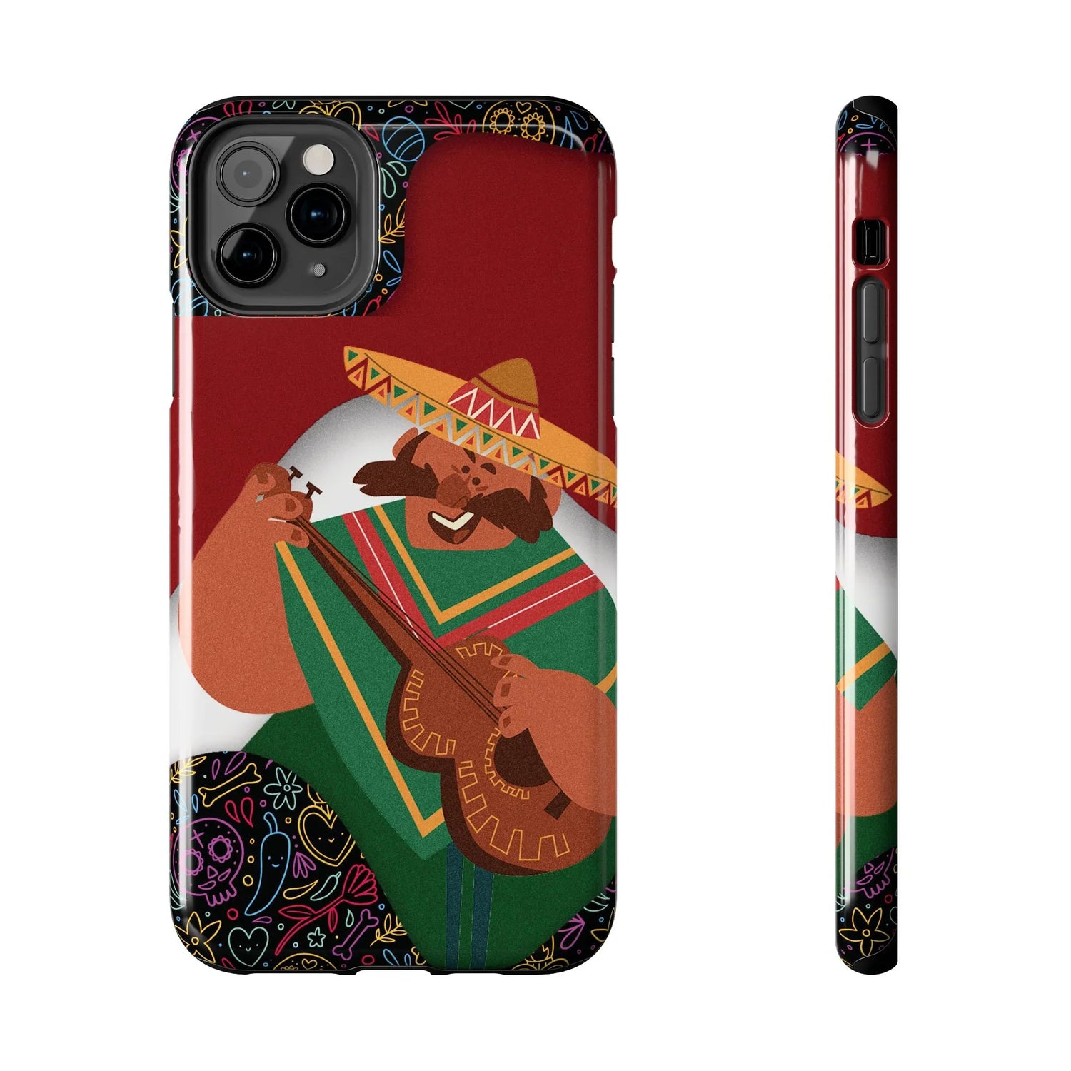 Mexico Mariachi Guitarist Tough Phone Case — Colorful Mexican Folk Art iPhone Cover - DiwaKi