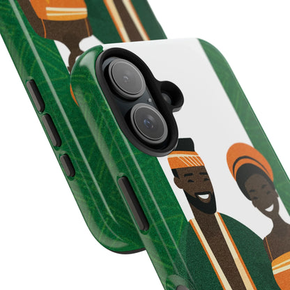 Tough Phone Case — Afrocentric Nigerian Couple Illustration, Protective Hard-Shell Phone Cover - DiwaKi