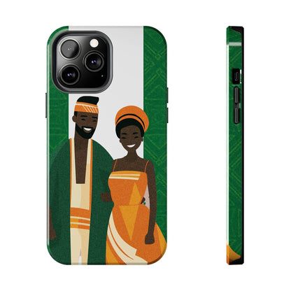 Tough Phone Case — Afrocentric Nigerian Couple Illustration, Protective Hard-Shell Phone Cover - DiwaKi