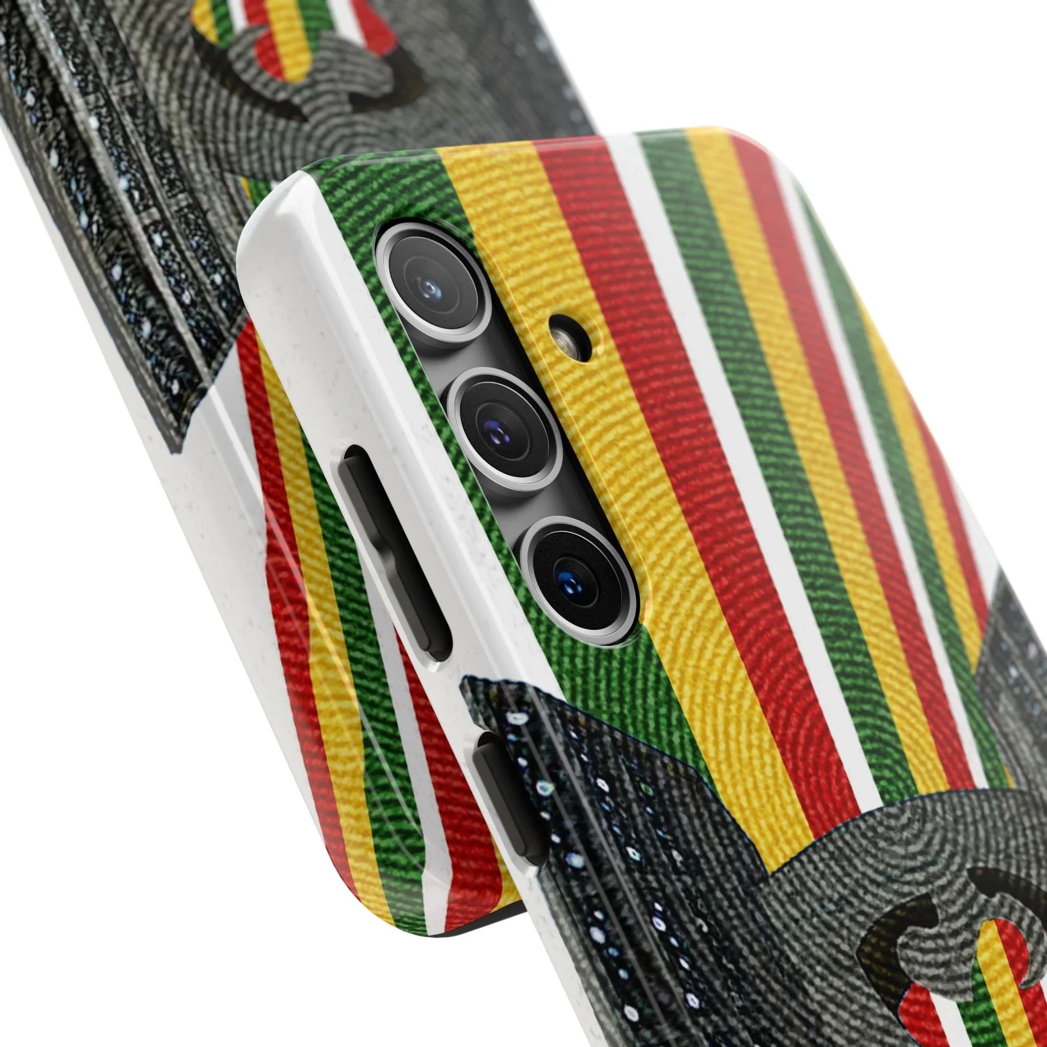 Togo Tough Phone Case — Durable Denim Look with Red Yellow Green Design - DiwaKi