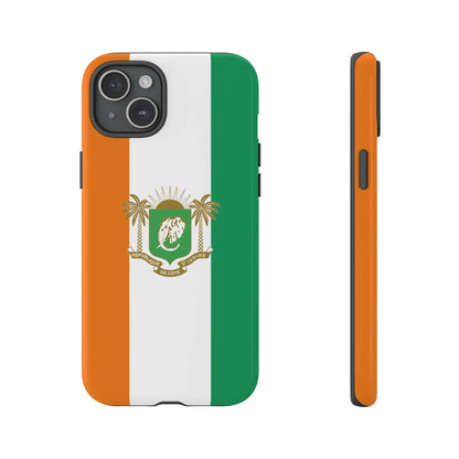 Ivory Coast Flag Tough Phone Case — Orange White Green Shield Crest - DiwaKi