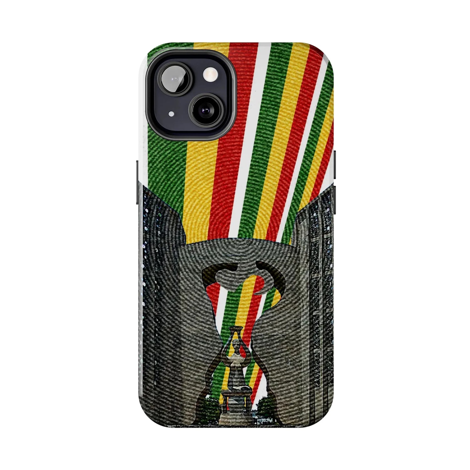 Togo Tough Phone Case — Durable Denim Look with Red Yellow Green Design - DiwaKi
