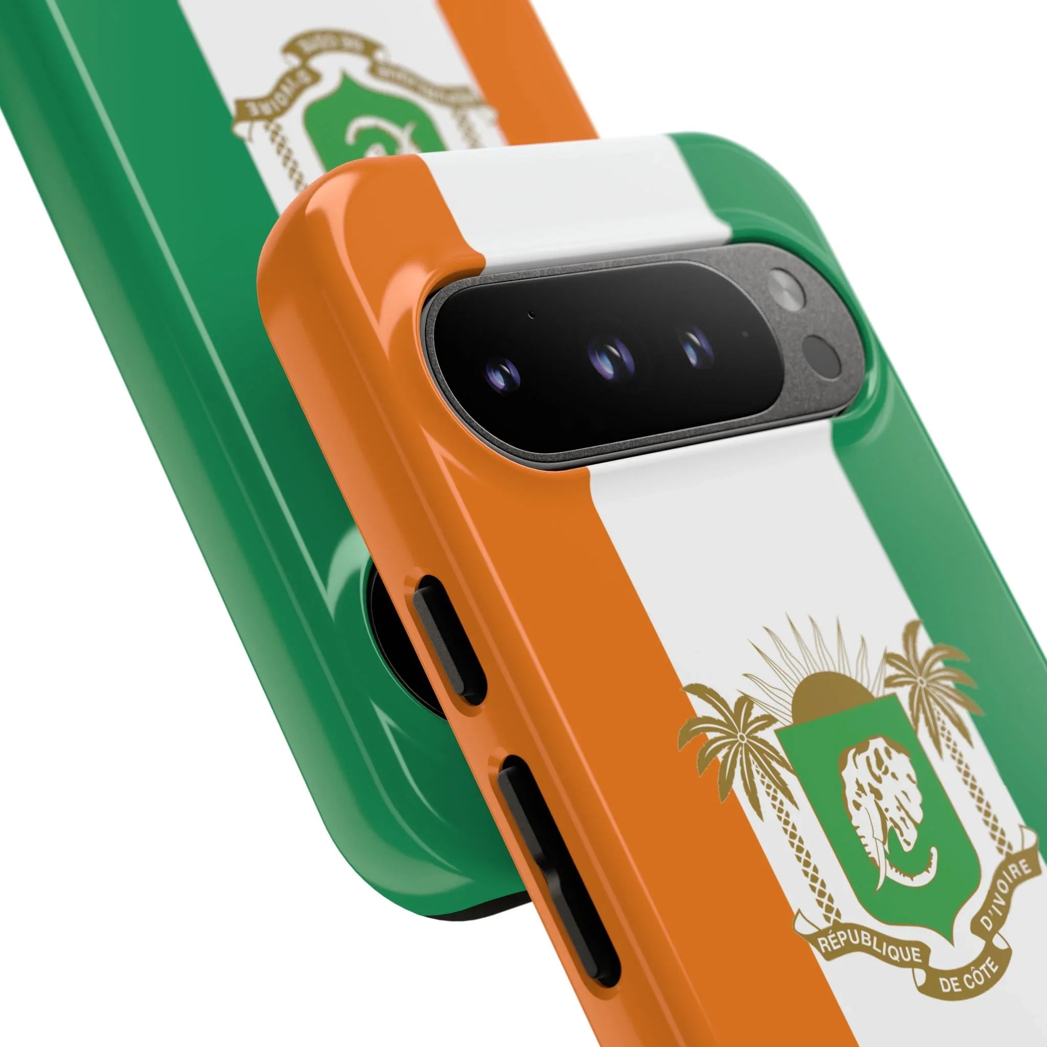 Ivory Coast Flag Tough Phone Case — Orange White Green Shield Crest - DiwaKi