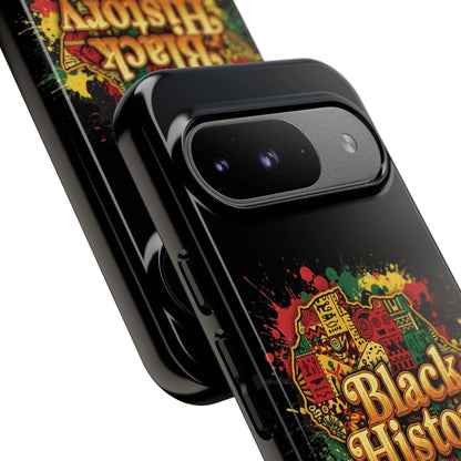 Black History Phone Case — Afrocentric Map Design, Bold Red‑Green‑Gold Splash - DiwaKi