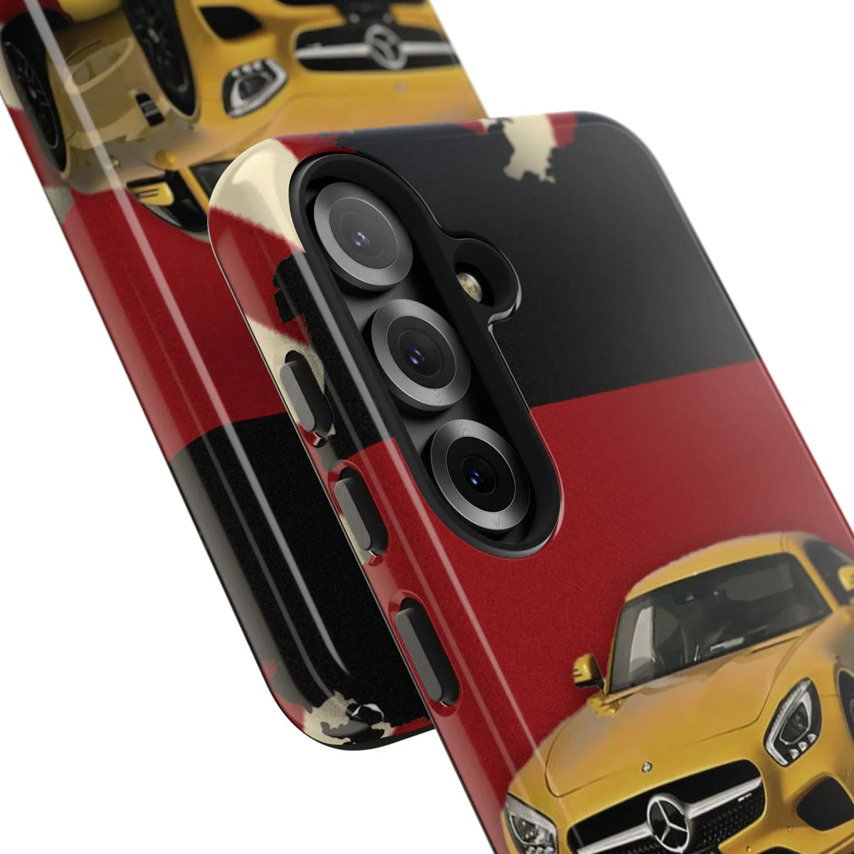 Mercedes Sports Car Tough Phone Case — Yellow GT on Red &amp; Black Background - DiwaKi