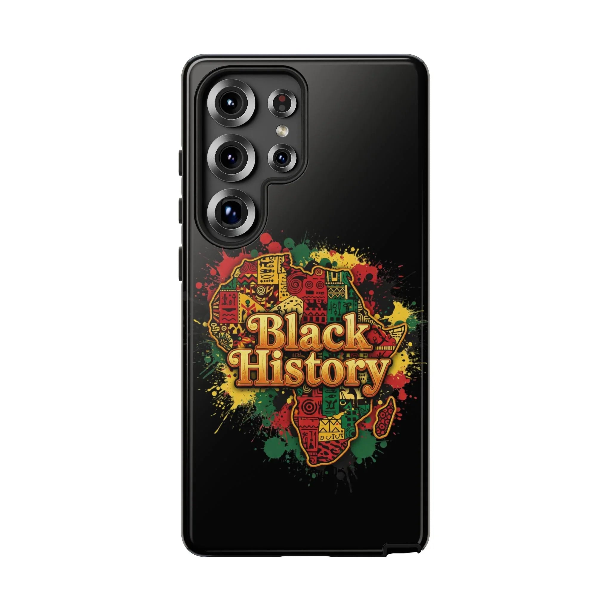 Black History Phone Case — Afrocentric Map Design, Bold Red‑Green‑Gold Splash - DiwaKi