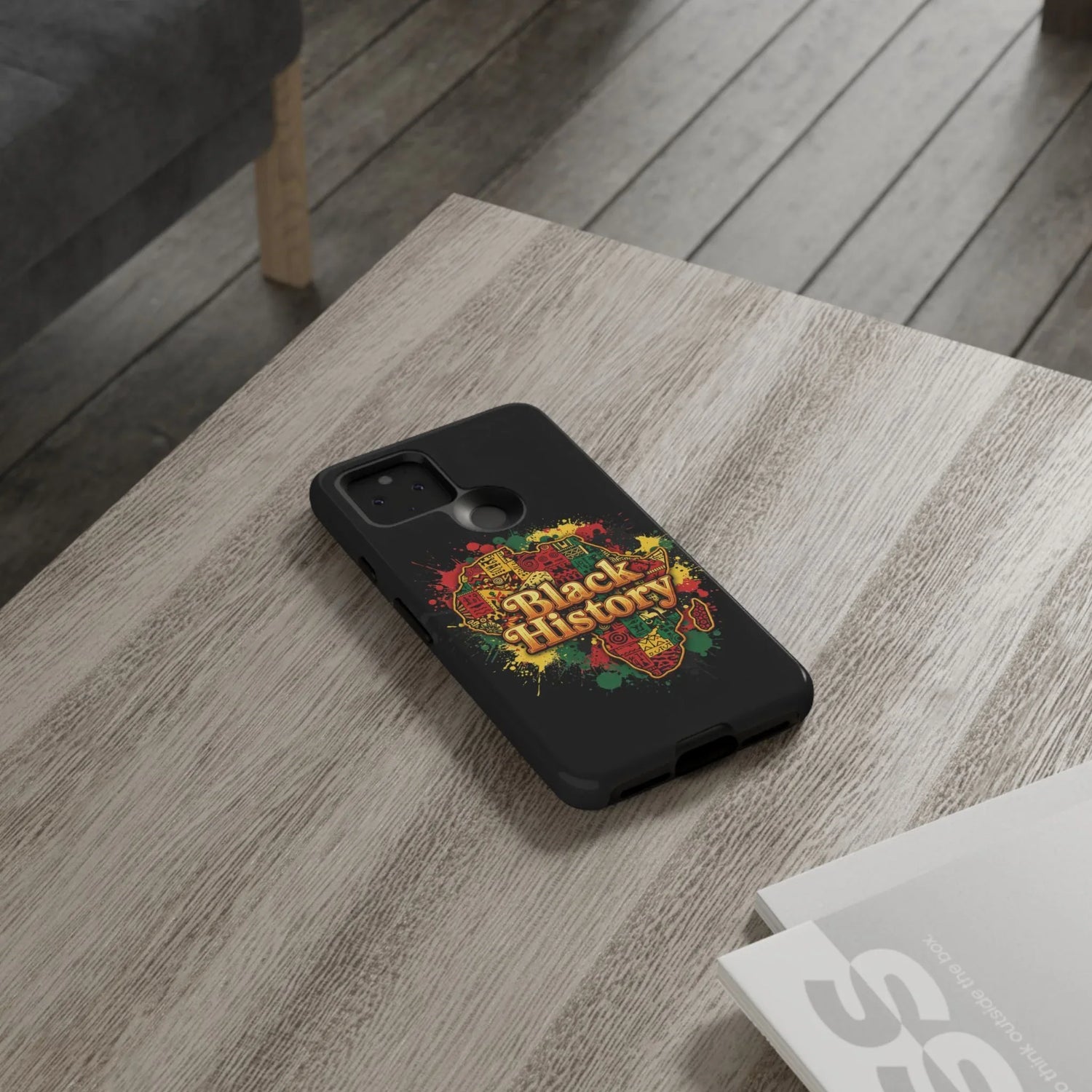 Black History Phone Case — Afrocentric Map Design, Bold Red‑Green‑Gold Splash - DiwaKi