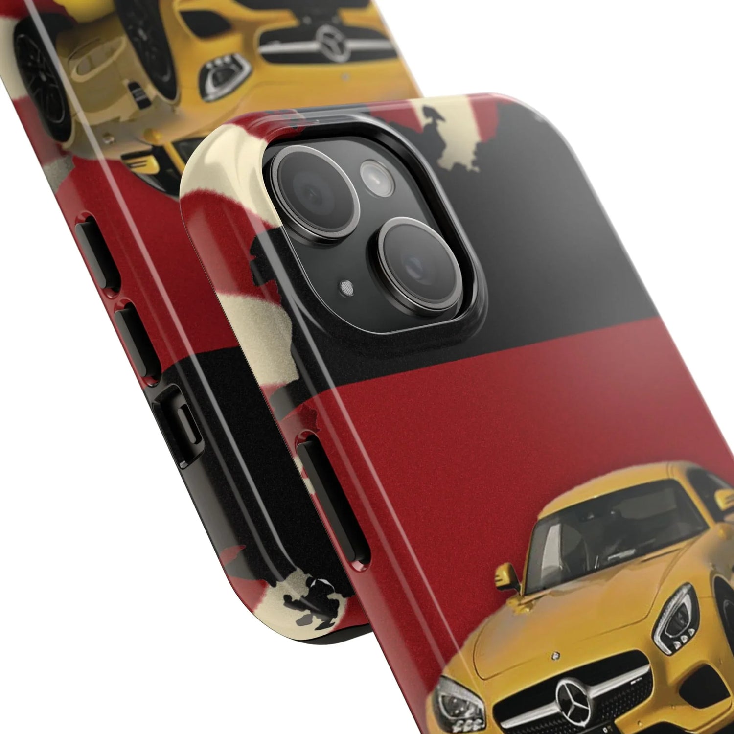 Mercedes Sports Car Tough Phone Case — Yellow GT on Red &amp; Black Background - DiwaKi
