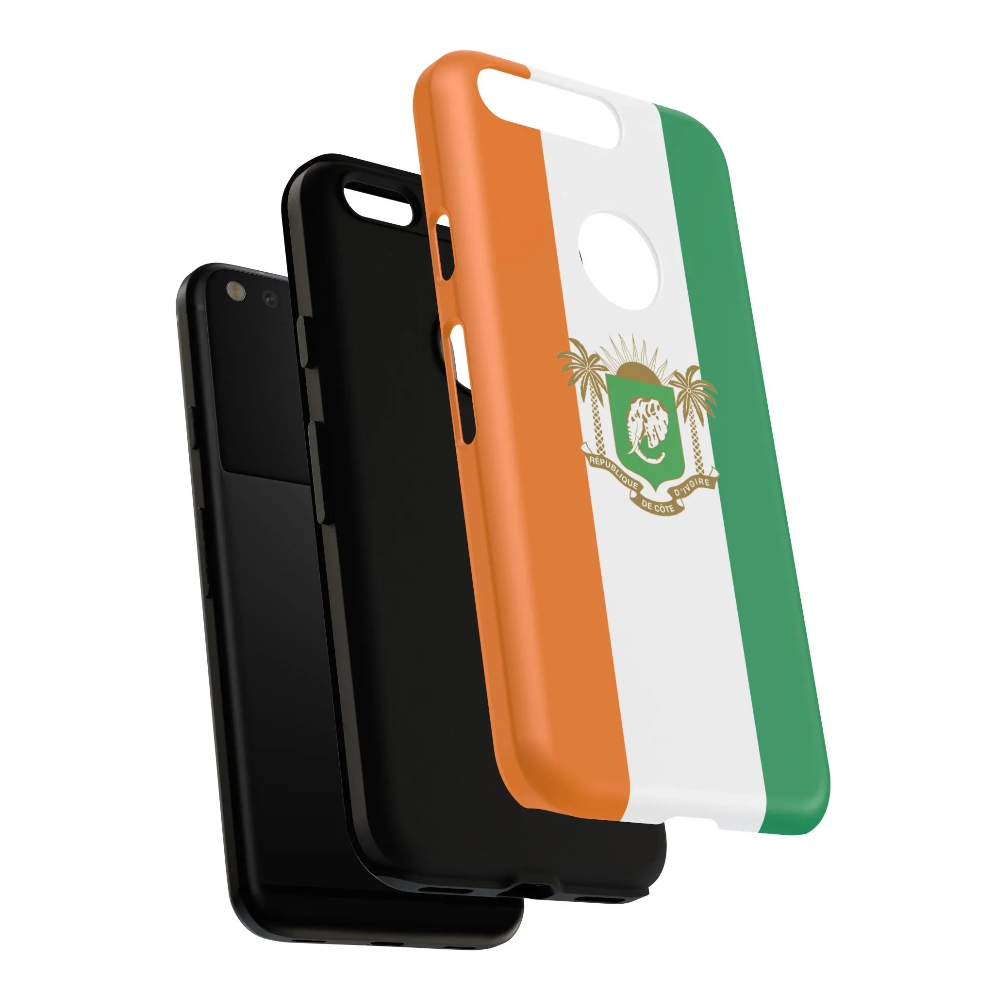 Ivory Coast Flag Tough Phone Case — Orange White Green Shield Crest - DiwaKi