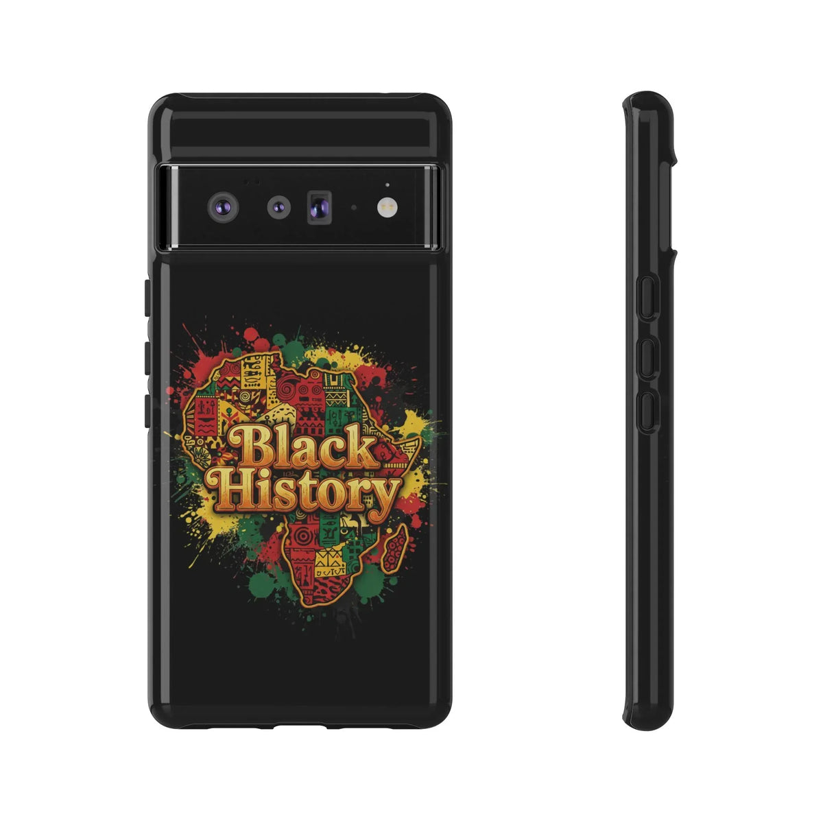 Black History Phone Case — Afrocentric Map Design, Bold Red‑Green‑Gold Splash - DiwaKi
