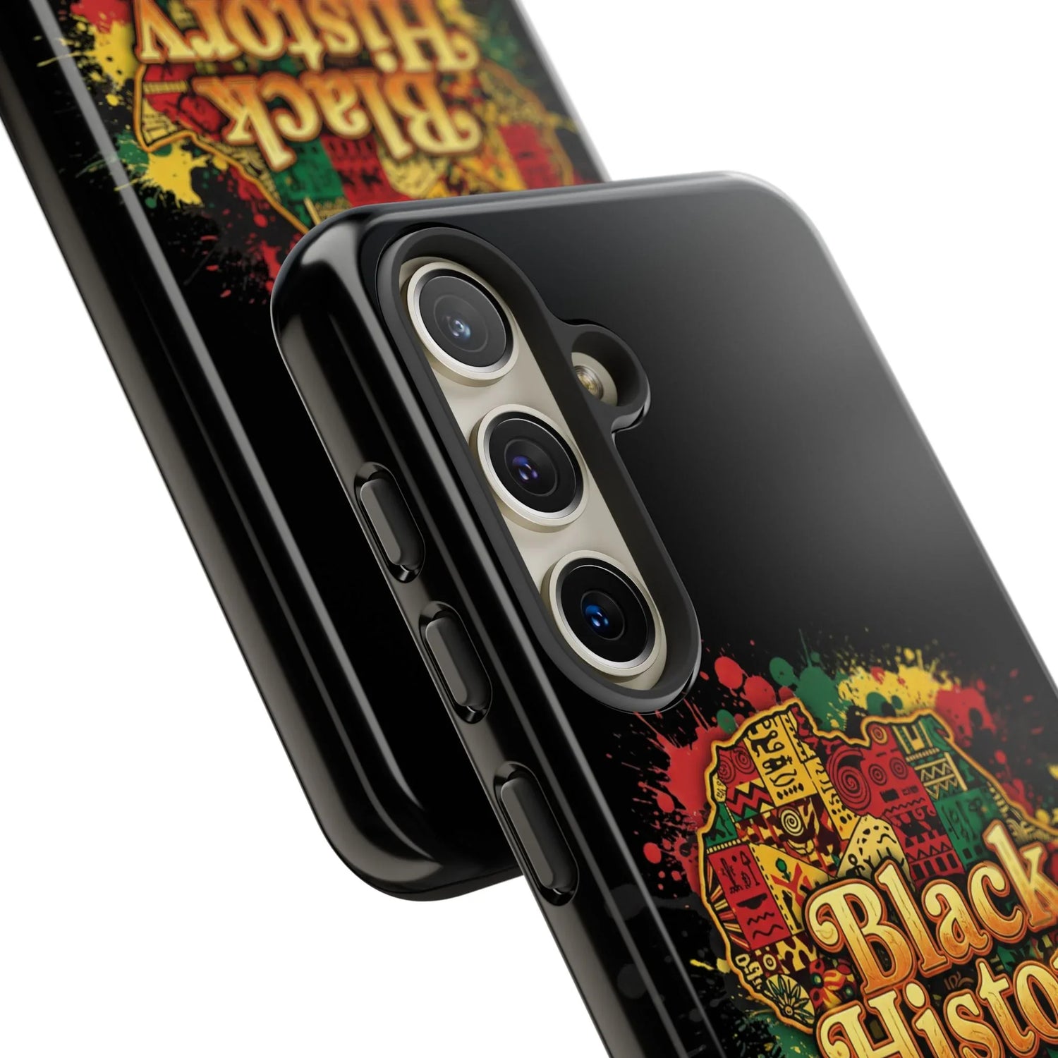 Black History Phone Case — Afrocentric Map Design, Bold Red‑Green‑Gold Splash - DiwaKi