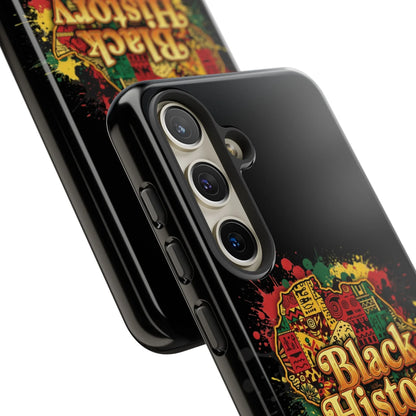 Black History Phone Case — Afrocentric Map Design, Bold Red‑Green‑Gold Splash - DiwaKi