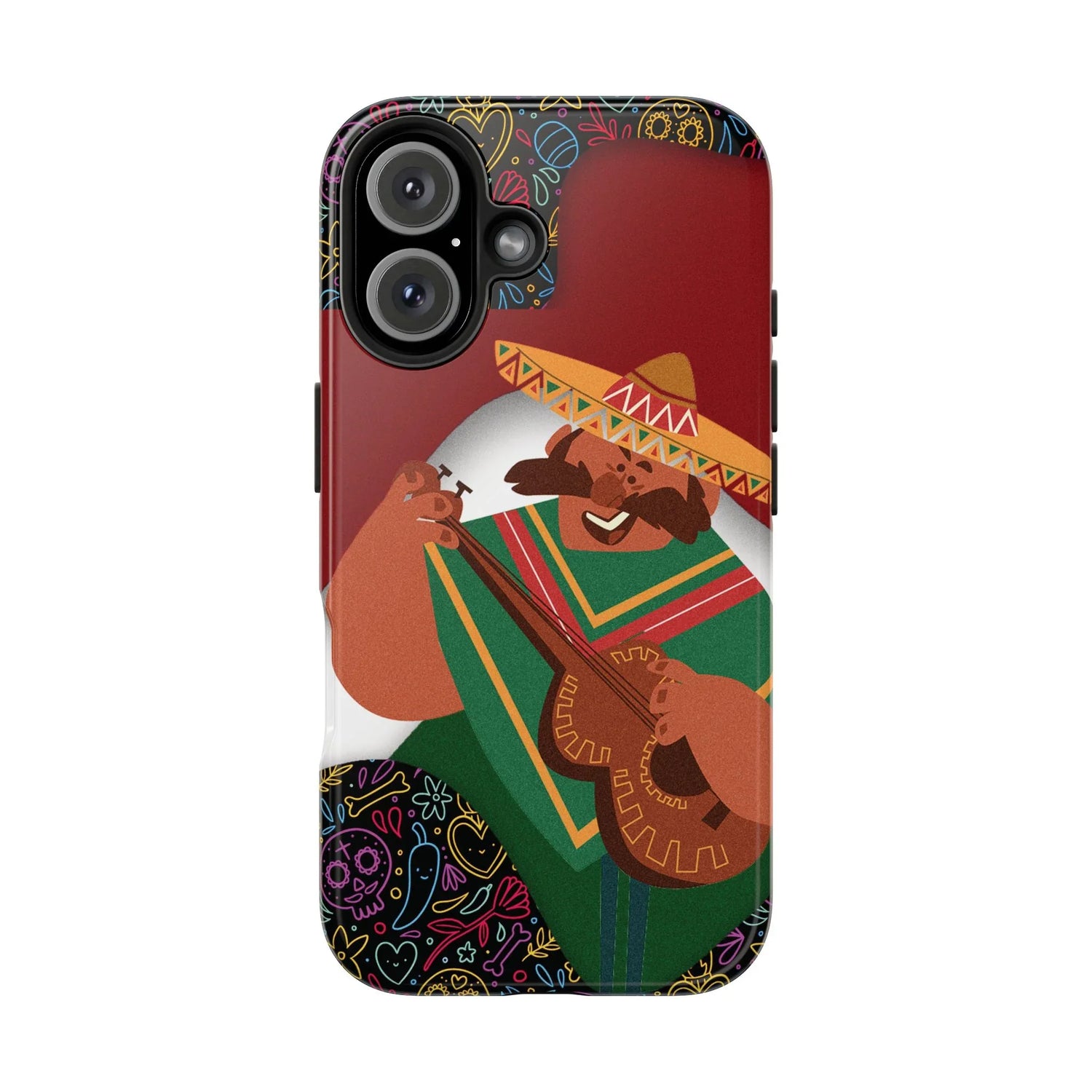 Mexico Mariachi Guitarist Tough Phone Case — Colorful Mexican Folk Art iPhone Cover - DiwaKi