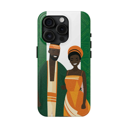 Tough Phone Case — Afrocentric Nigerian Couple Illustration, Protective Hard-Shell Phone Cover - DiwaKi