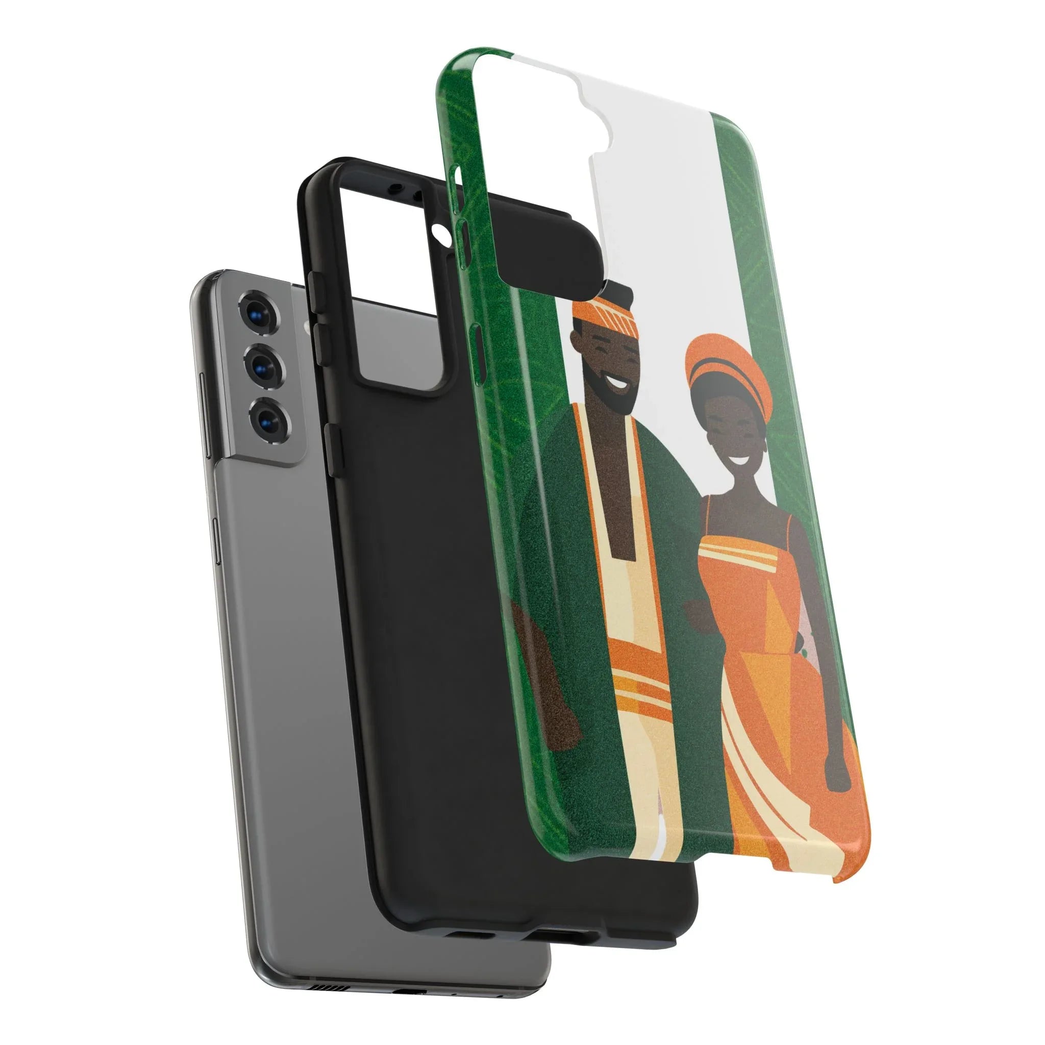 Tough Phone Case — Afrocentric Nigerian Couple Illustration, Protective Hard-Shell Phone Cover - DiwaKi