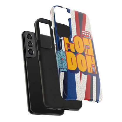 London Graphic Tough Phone Case – Retro Union Jack Travel Design - DiwaKi