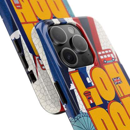 London Graphic Tough Phone Case – Retro Union Jack Travel Design - DiwaKi