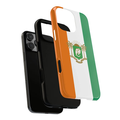 Ivory Coast Flag Tough Phone Case — Orange White Green Shield Crest - DiwaKi