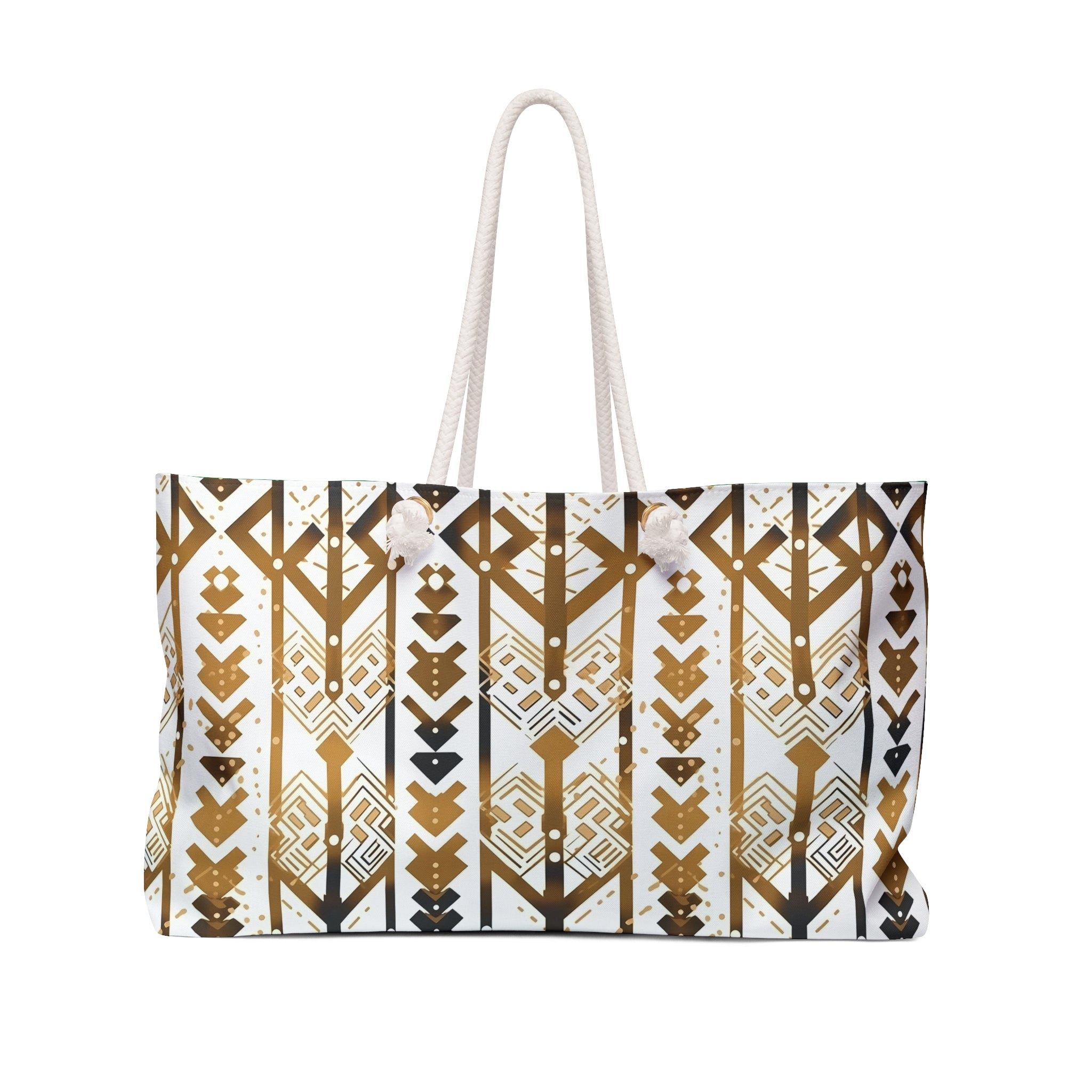 Gold African mudcloth Weekender Bag — Boho Tribal Travel Tote