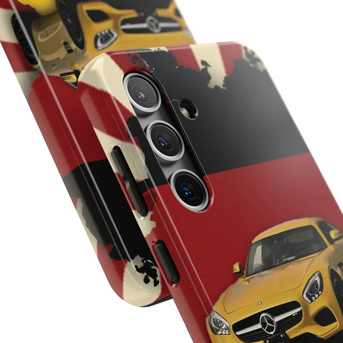 Mercedes Sports Car Tough Phone Case — Yellow GT on Red &amp; Black Background - DiwaKi