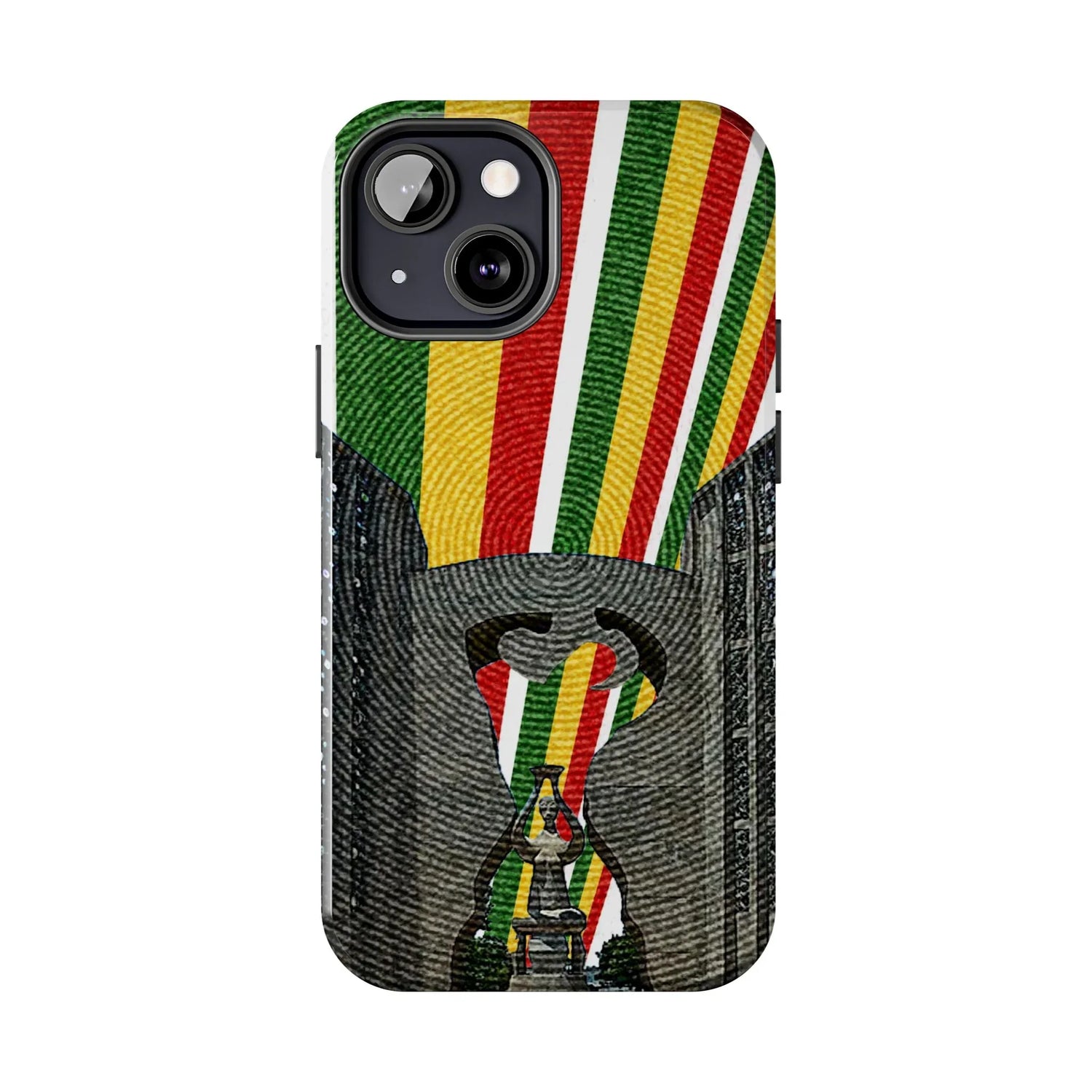 Togo Tough Phone Case — Durable Denim Look with Red Yellow Green Design - DiwaKi