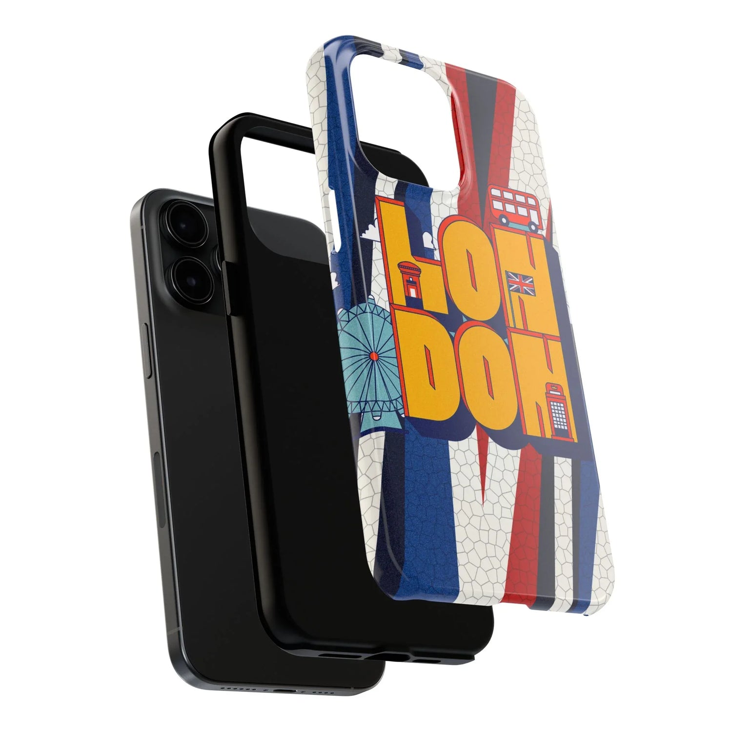 London Graphic Tough Phone Case – Retro Union Jack Travel Design - DiwaKi