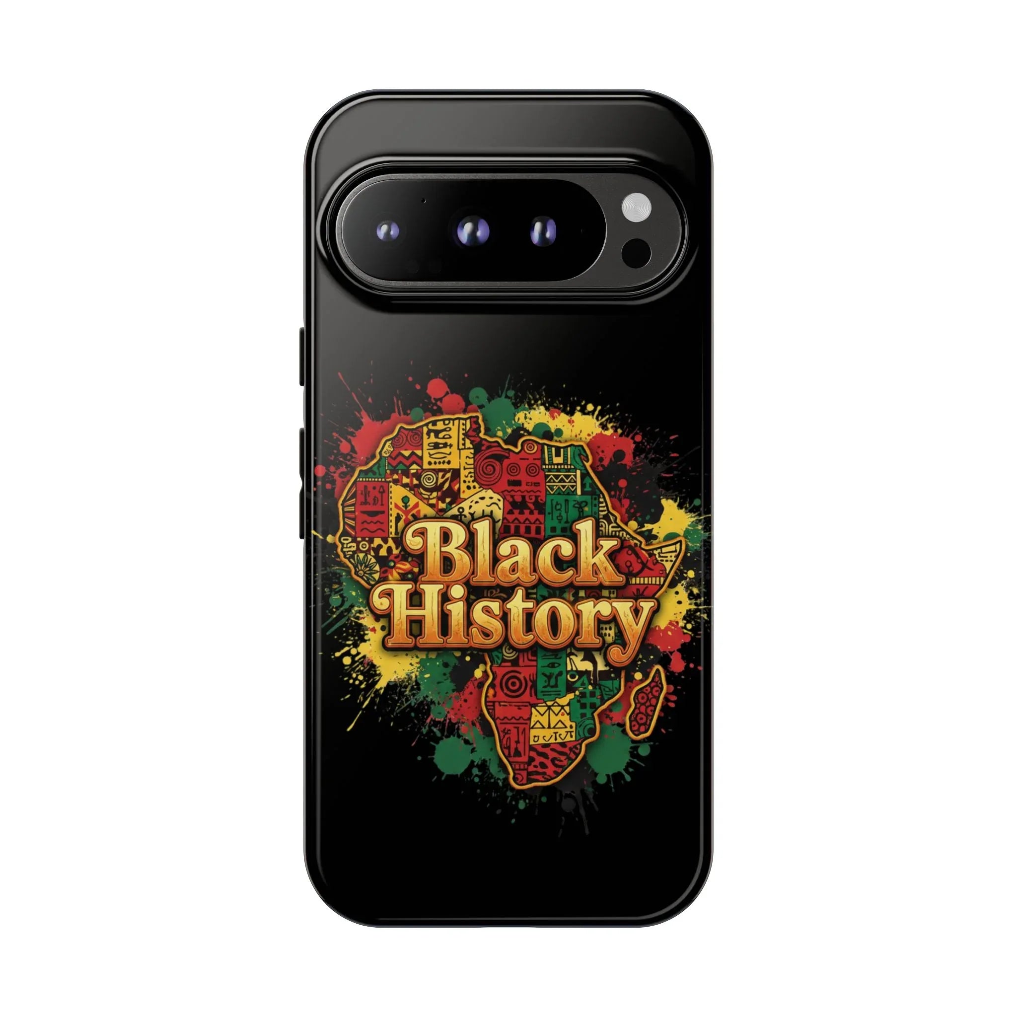 Black History Phone Case — Afrocentric Map Design, Bold Red‑Green‑Gold Splash - DiwaKi