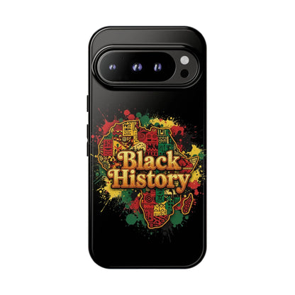 Black History Phone Case — Afrocentric Map Design, Bold Red‑Green‑Gold Splash - DiwaKi