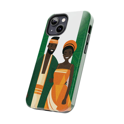 Tough Phone Case — Afrocentric Nigerian Couple Illustration, Protective Hard-Shell Phone Cover - DiwaKi