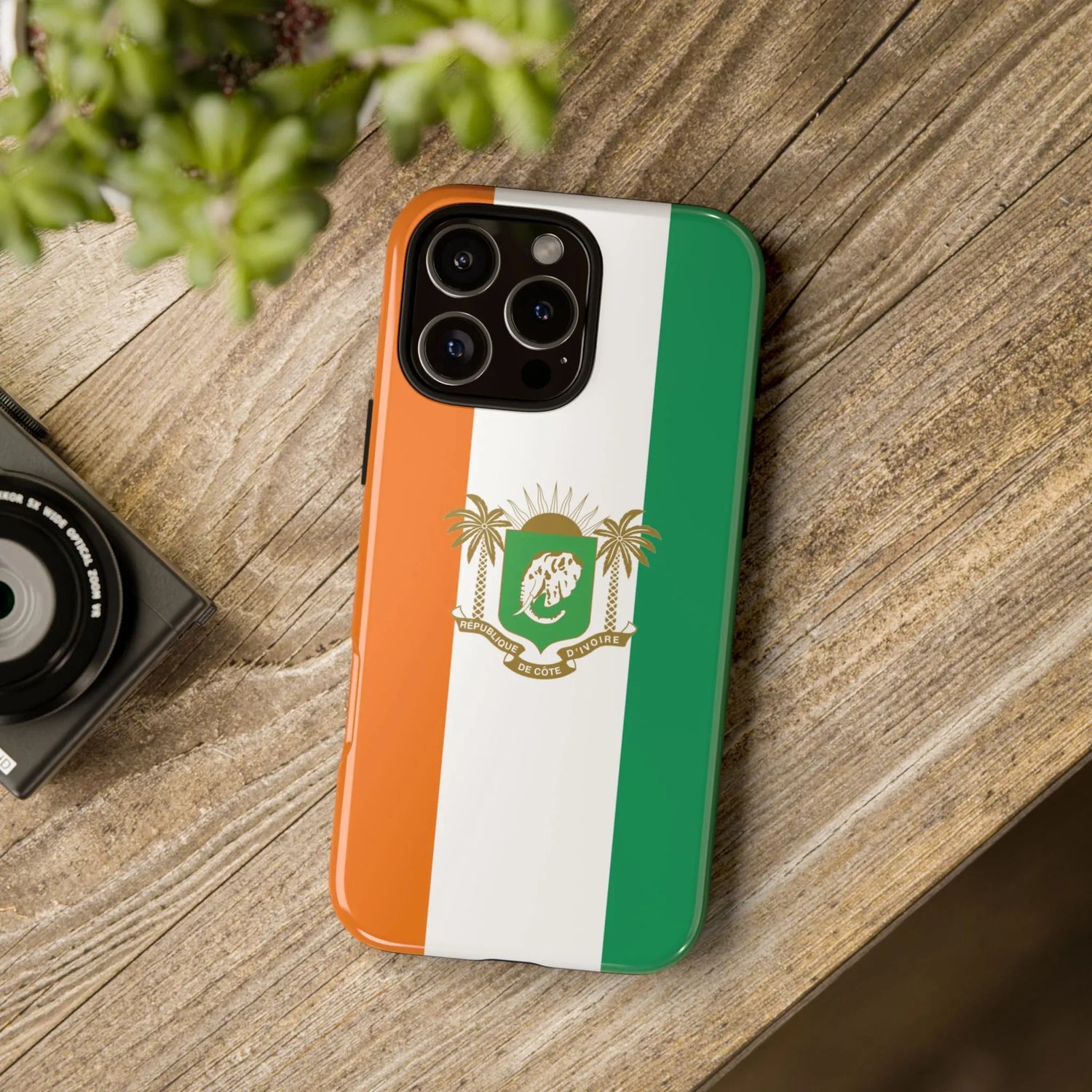 Ivory Coast Flag Tough Phone Case — Orange White Green Shield Crest - DiwaKi