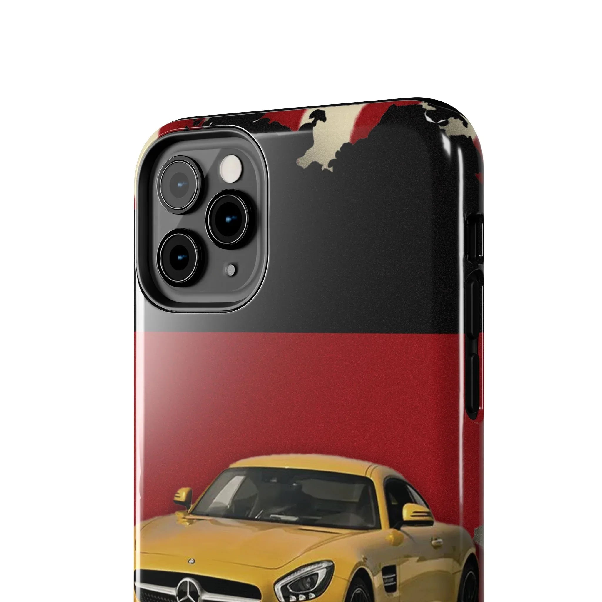 Mercedes Sports Car Tough Phone Case — Yellow GT on Red &amp; Black Background - DiwaKi