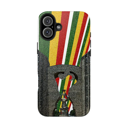 Togo Tough Phone Case — Durable Denim Look with Red Yellow Green Design - DiwaKi