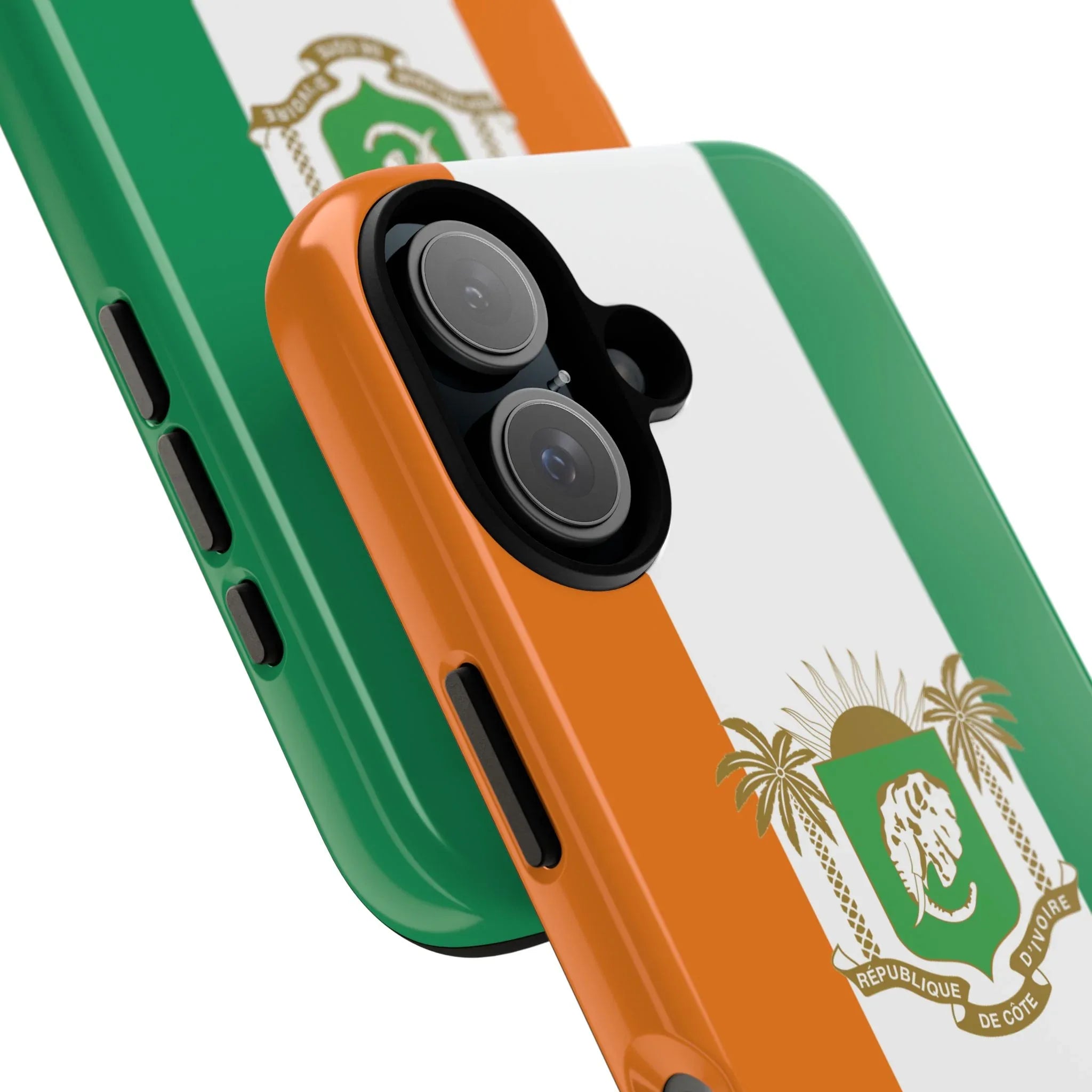 Ivory Coast Flag Tough Phone Case — Orange White Green Shield Crest - DiwaKi