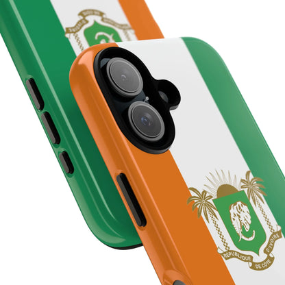Ivory Coast Flag Tough Phone Case — Orange White Green Shield Crest - DiwaKi