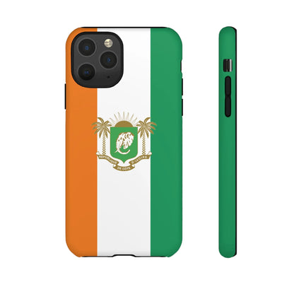 Ivory Coast Flag Tough Phone Case — Orange White Green Shield Crest - DiwaKi