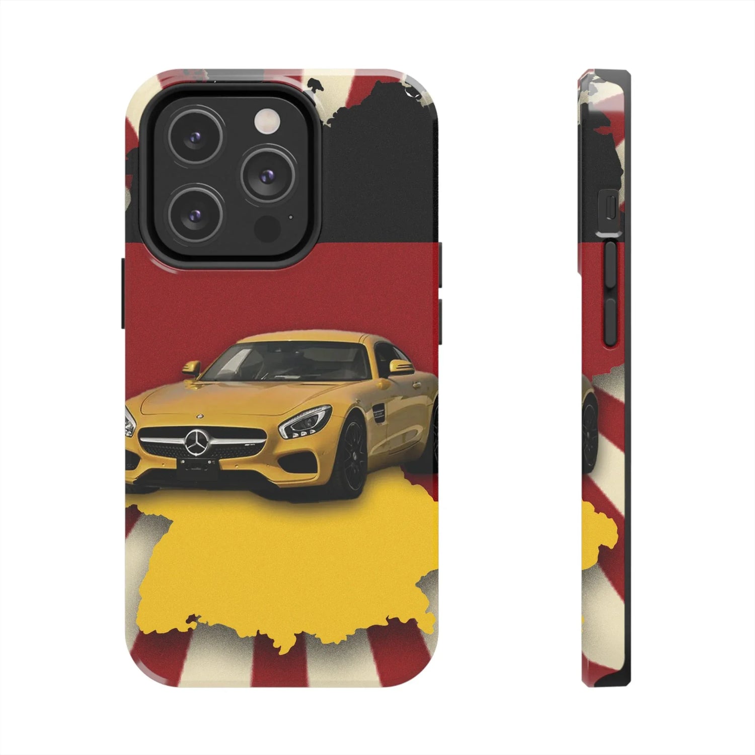 Mercedes Sports Car Tough Phone Case — Yellow GT on Red &amp; Black Background - DiwaKi