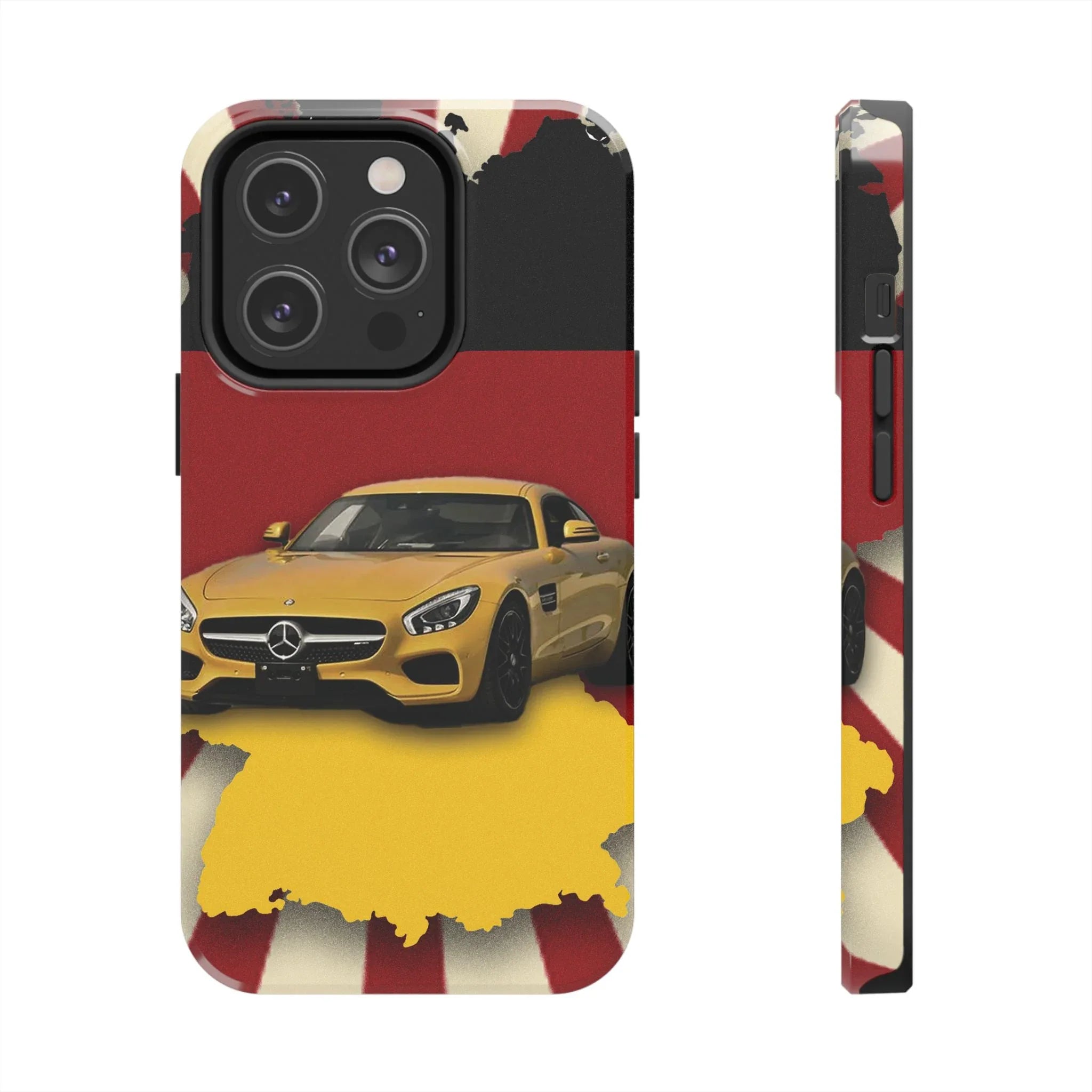 Mercedes Sports Car Tough Phone Case — Yellow GT on Red &amp; Black Background - DiwaKi