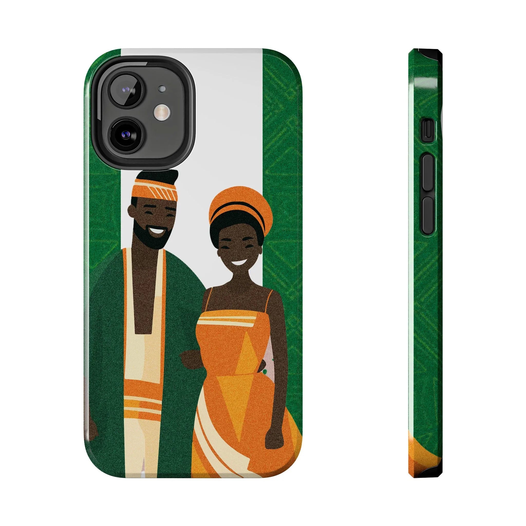 Tough Phone Case — Afrocentric Nigerian Couple Illustration, Protective Hard-Shell Phone Cover - DiwaKi