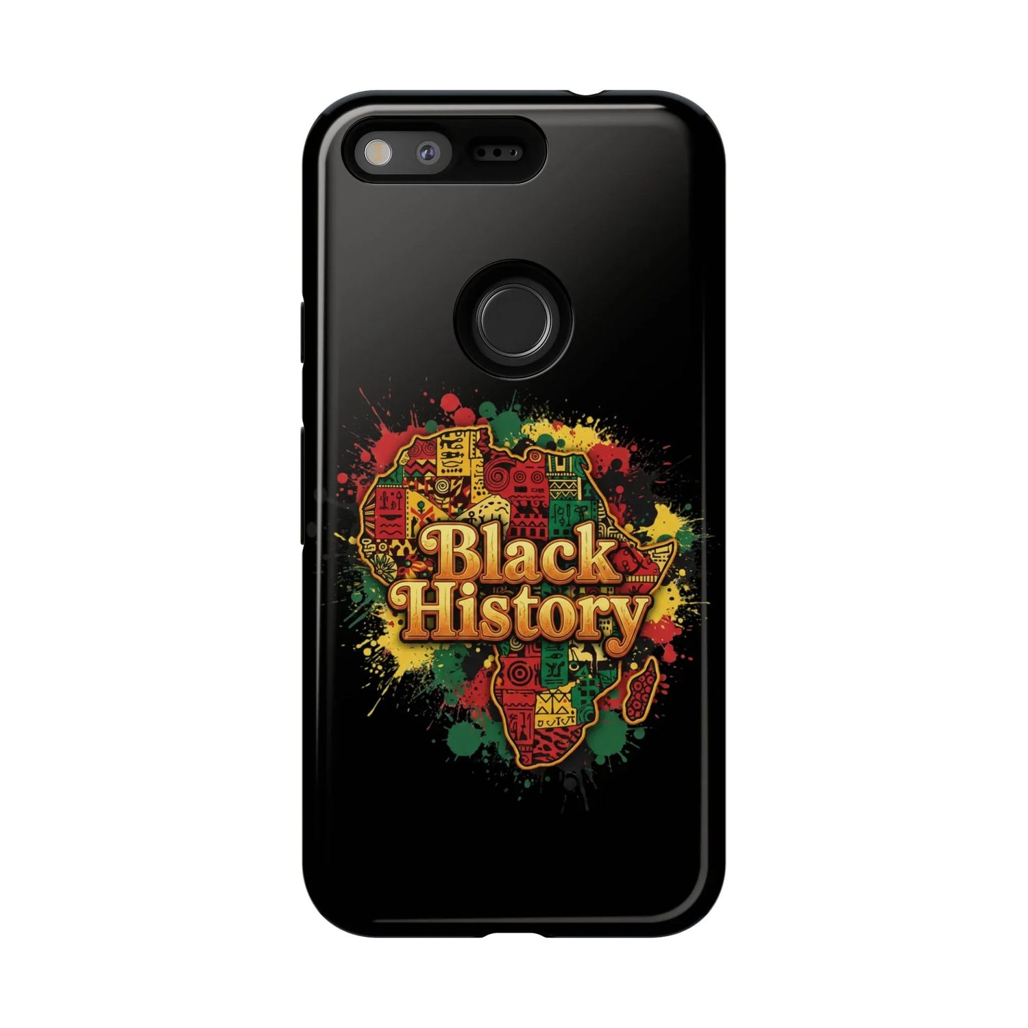 Black History Phone Case — Afrocentric Map Design, Bold Red‑Green‑Gold Splash - DiwaKi
