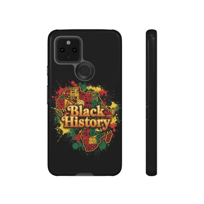 Black History Phone Case — Afrocentric Map Design, Bold Red‑Green‑Gold Splash - DiwaKi