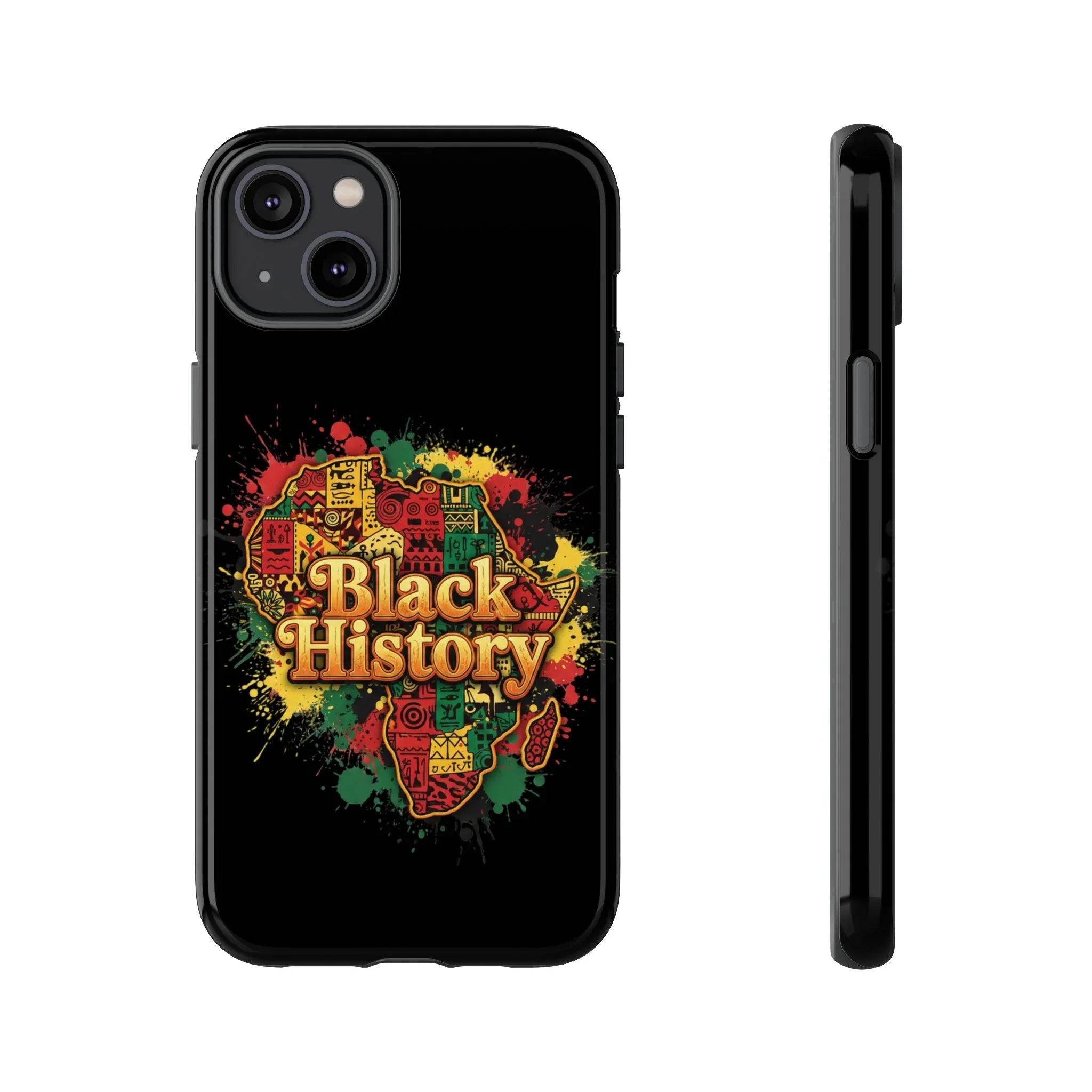 Black History Phone Case — Afrocentric Map Design, Bold Red‑Green‑Gold Splash - DiwaKi