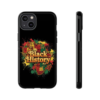 Black History Phone Case — Afrocentric Map Design, Bold Red‑Green‑Gold Splash - DiwaKi