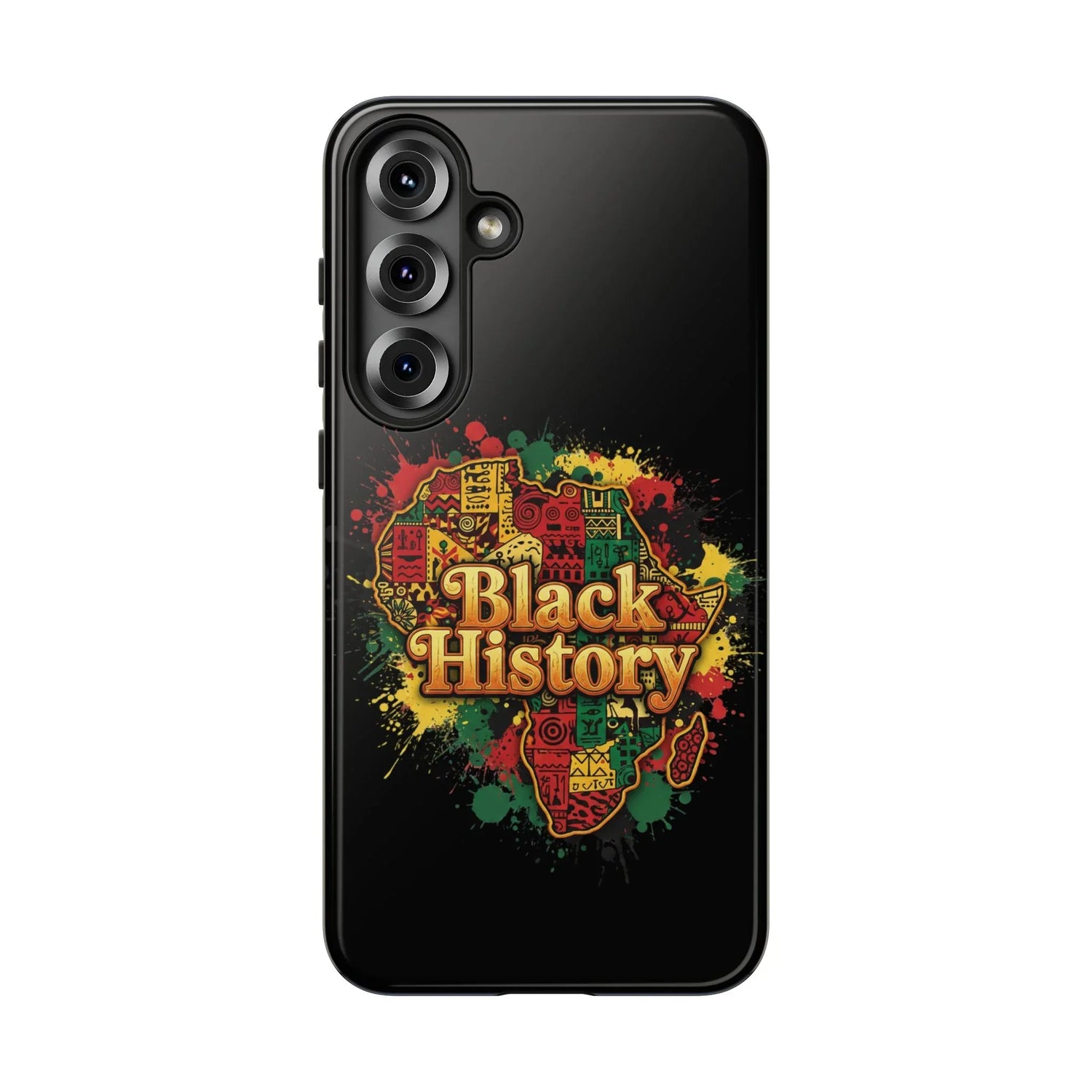 Black History Phone Case — Afrocentric Map Design, Bold Red‑Green‑Gold Splash - DiwaKi