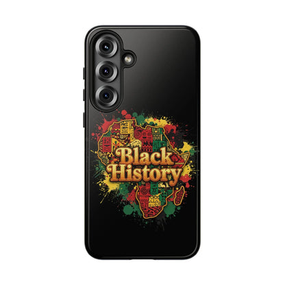 Black History Phone Case — Afrocentric Map Design, Bold Red‑Green‑Gold Splash - DiwaKi